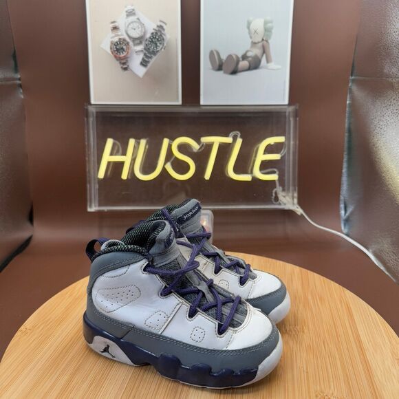 Jordan Other - Jordan Kid's Size 8C Retro 9 Sneakers "Baron" White Concord Grape